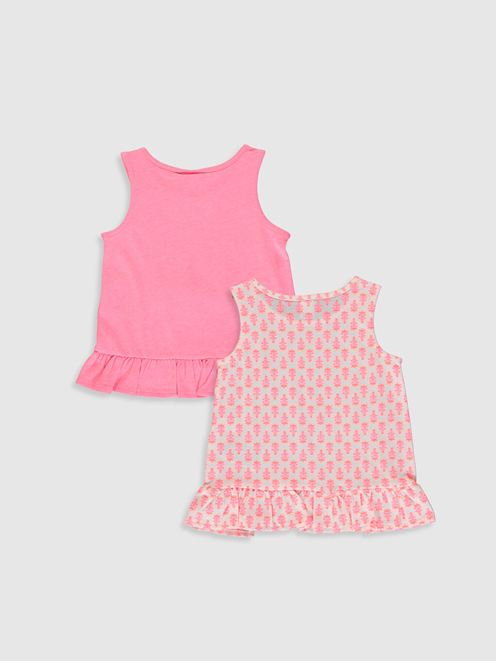 Pembe Bisiklet Yaka Baskılı Kız Bebek Atlet 2'li-1