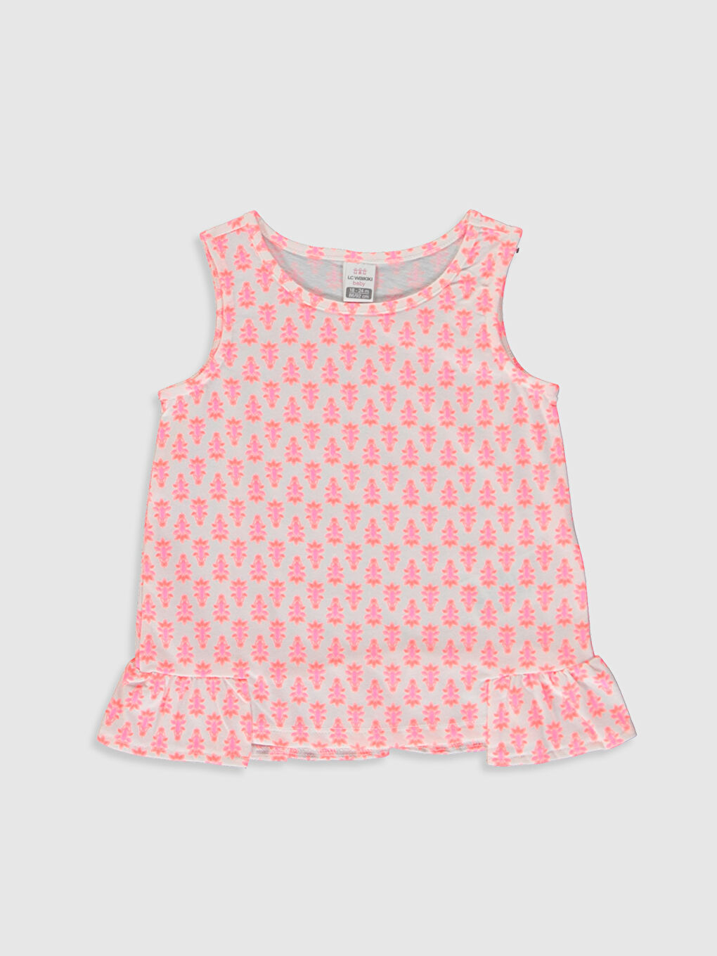 Pembe Bisiklet Yaka Baskılı Kız Bebek Atlet 2'li-3