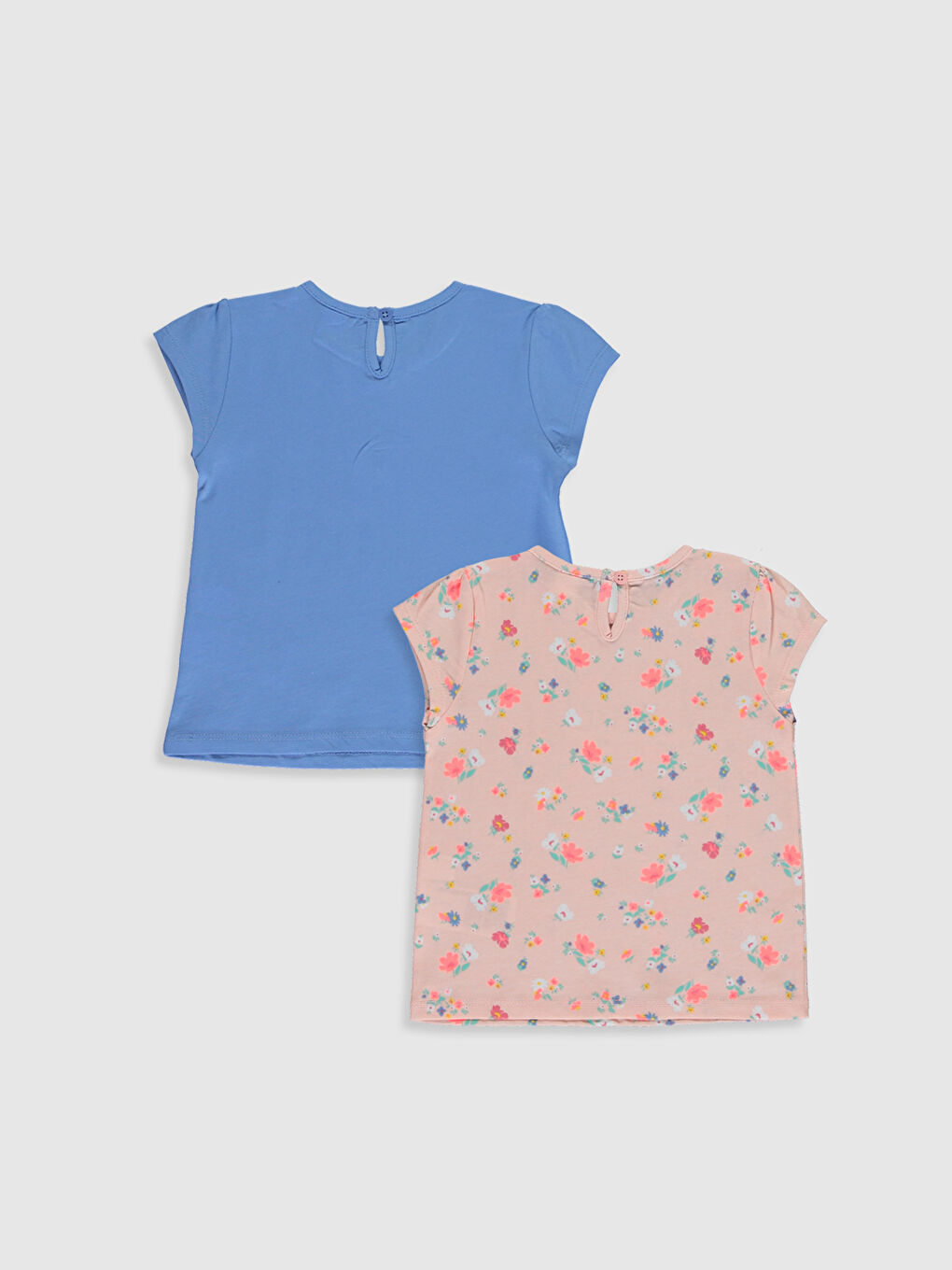 Pembe Bisiklet Yaka Kısa Kollu Kız Bebek Tişört-1