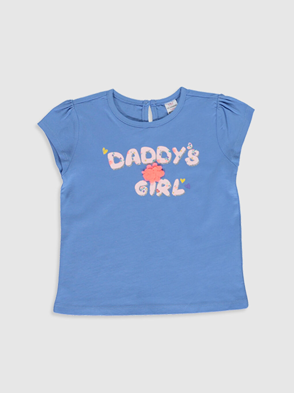 Pembe Bisiklet Yaka Kısa Kollu Kız Bebek Tişört-2