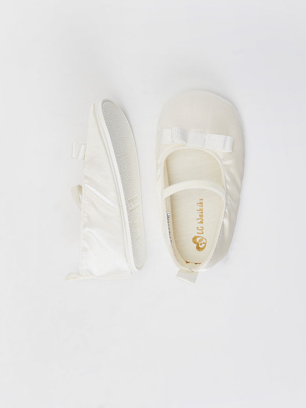 Ekru Kız Bebek Fiyonk Detaylı Yürüme Öncesi Babet Ayakkabı