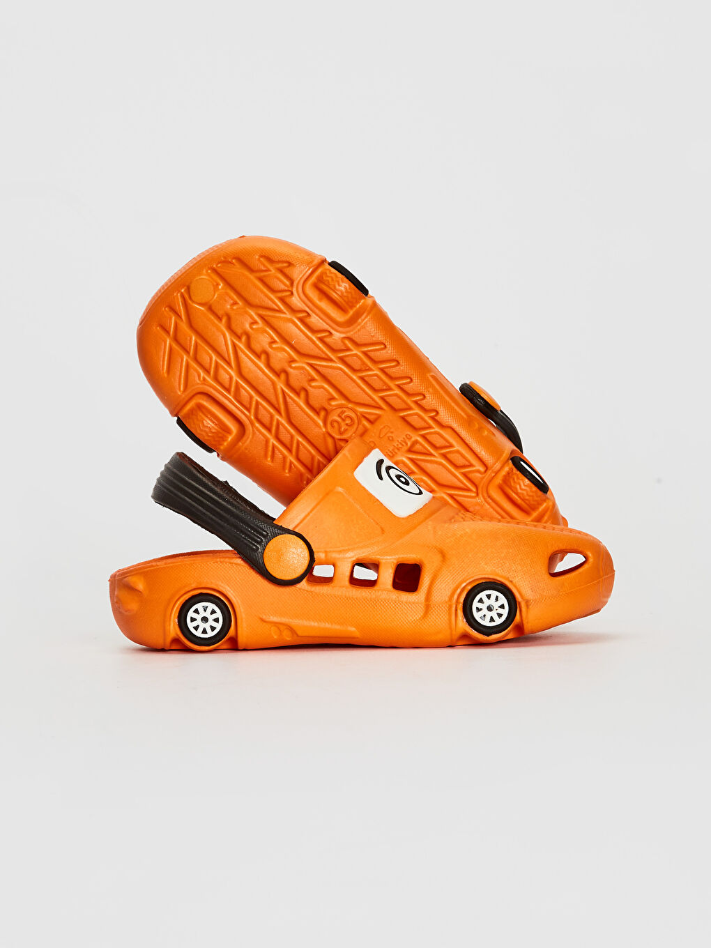 Turuncu Erkek Bebek Araba Silüetli Plaj Sandaleti-2