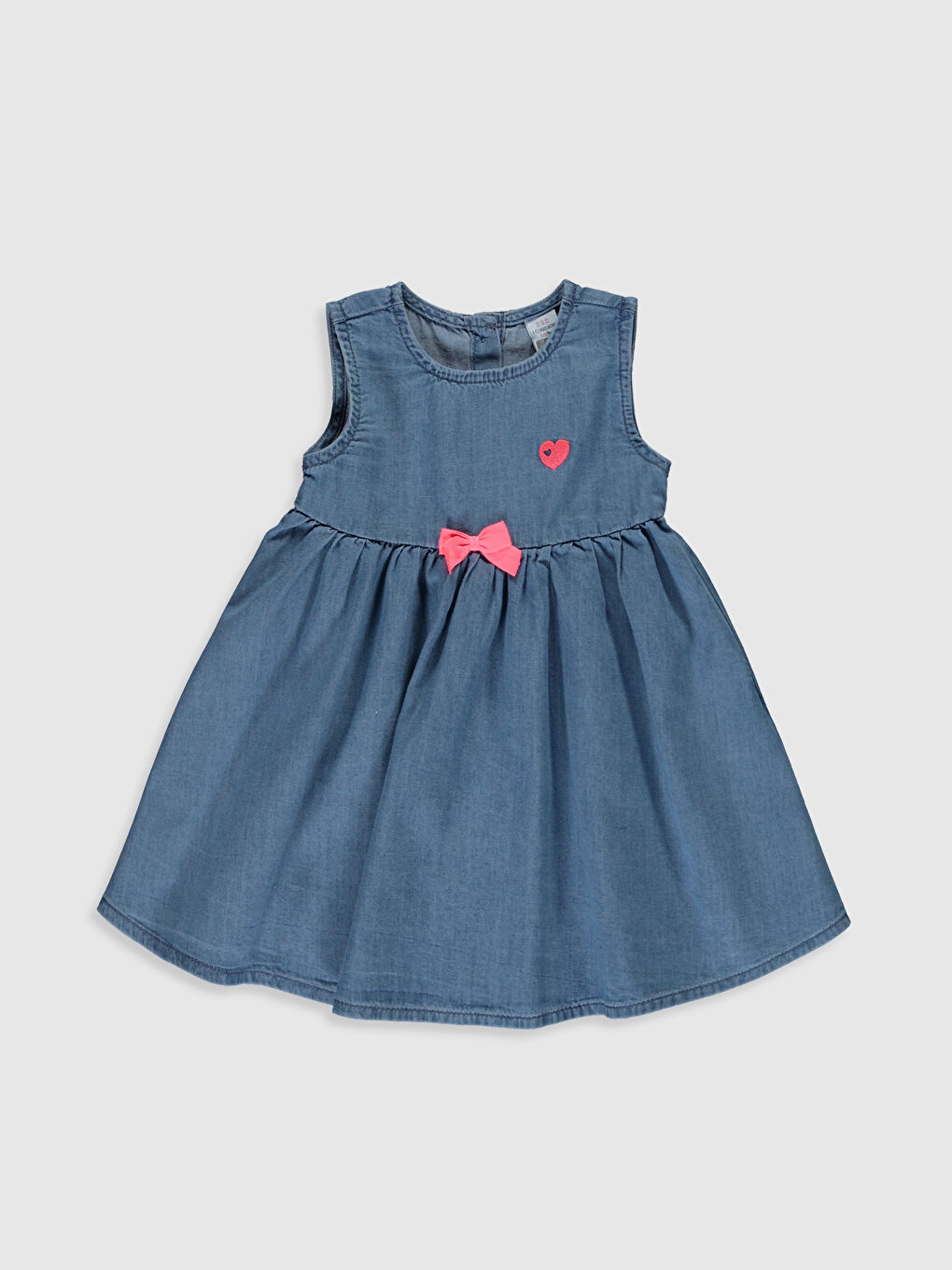 İndigo Kısa Kollu Kız Bebek Jean Elbise