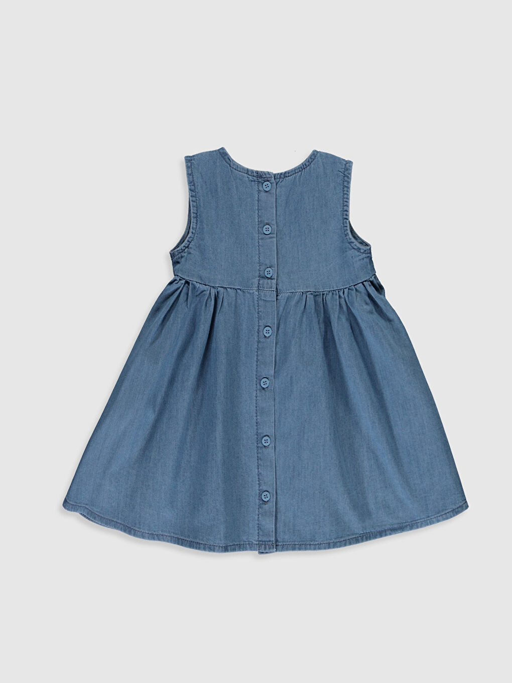İndigo Kısa Kollu Kız Bebek Jean Elbise-1