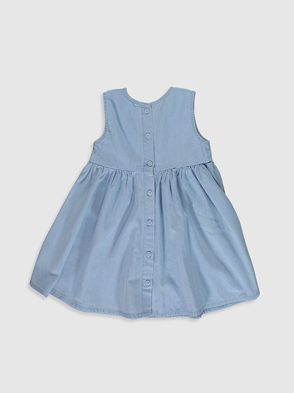 Robe en jean bébé fille à manches courtes-1