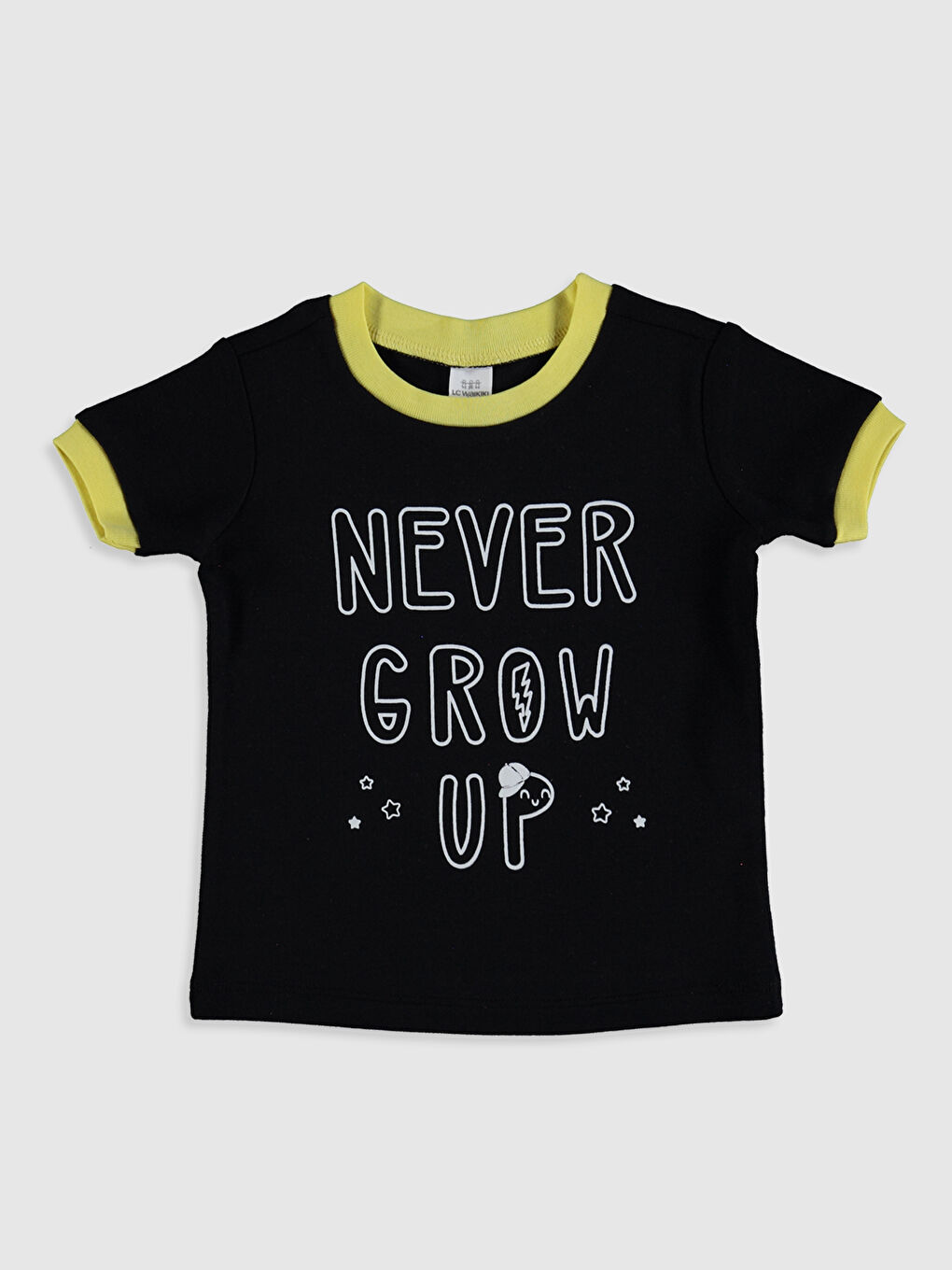 Siyah Bisiklet Yaka Kısa Kollu Baskılı Erkek Bebek Pijama Takım-2