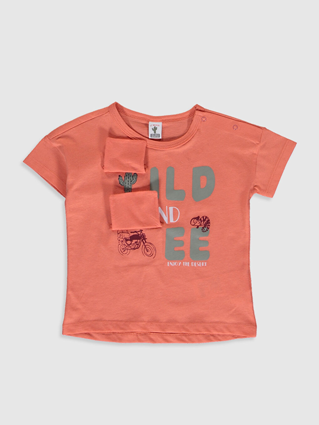 Mercan Bisiklet Yaka Kısa Kollu Erkek Bebek Tişört-1