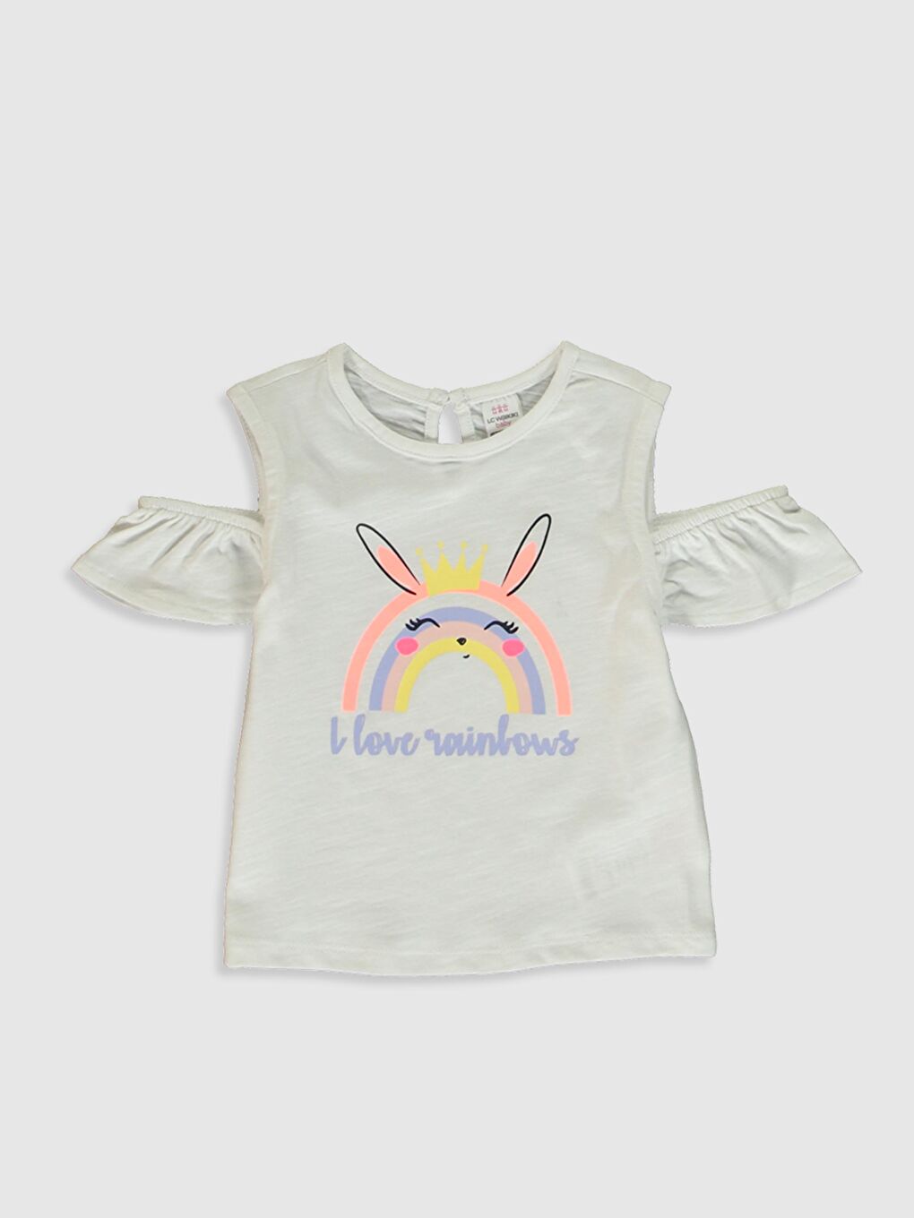 Beyaz Bisiklet Yaka Kısa Kollu Kız Bebek Takım-2