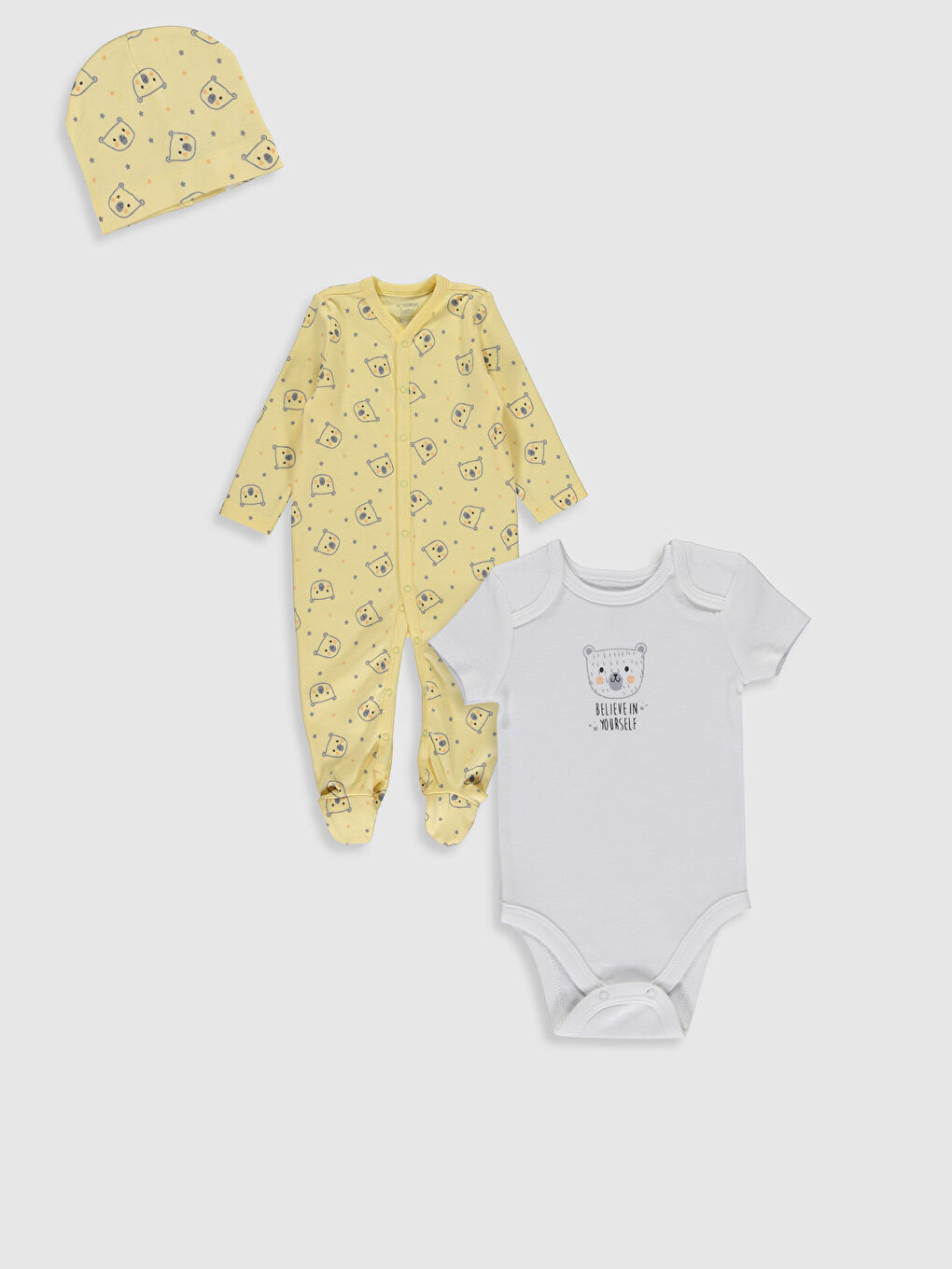 Sarı Erkek Bebek Hastane Çıkış Seti