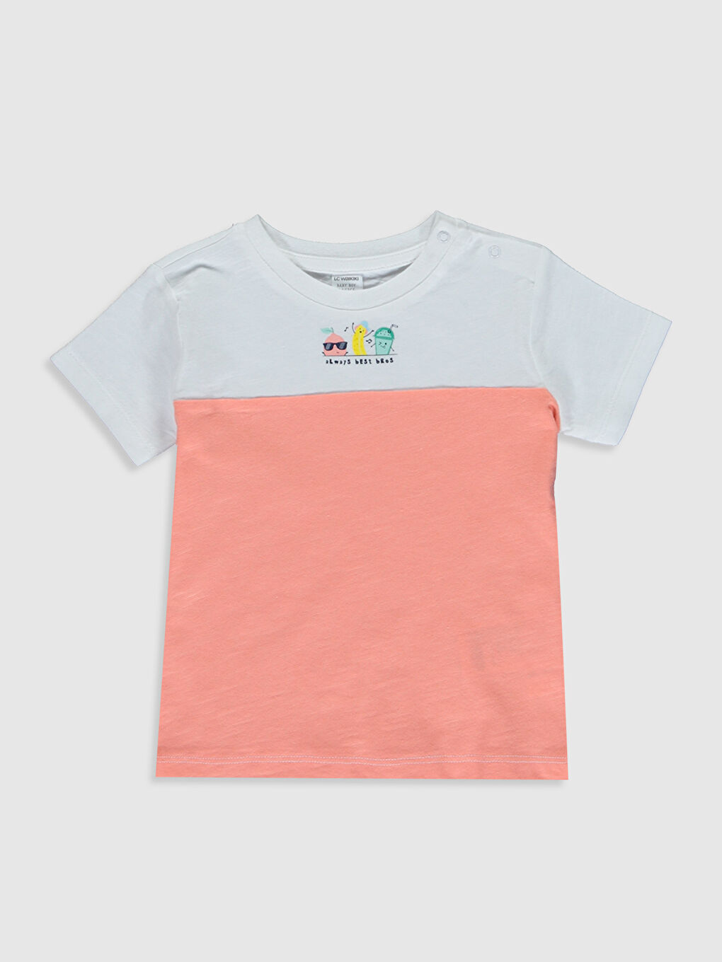 Beyaz Bisiklet Yaka Kısa Kollu Erkek Bebek Tişört