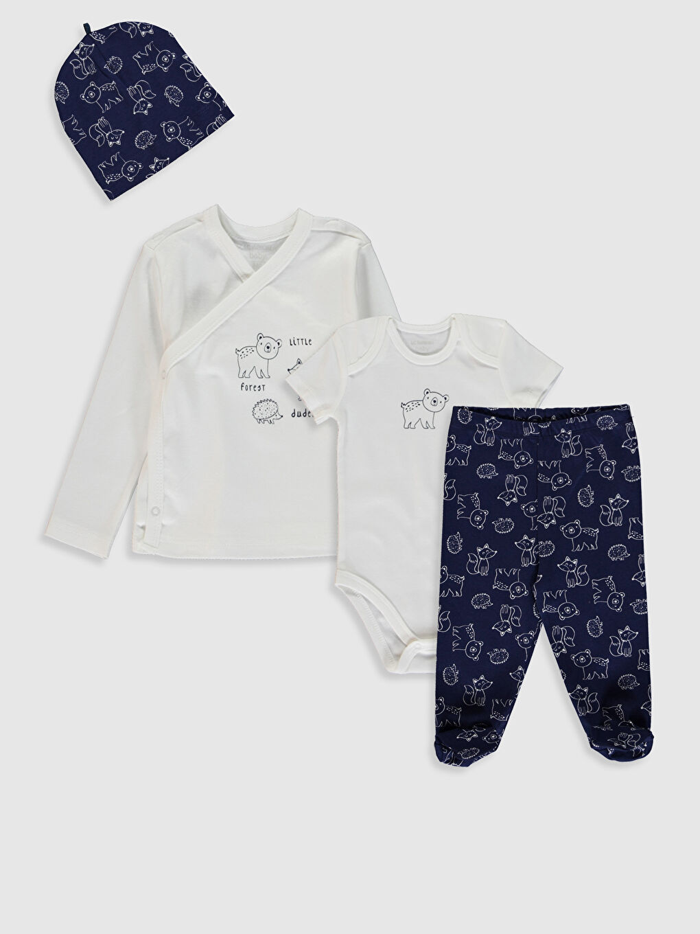 Beyaz Erkek Bebek Hastane Çıkış Seti