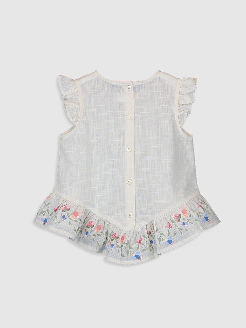 Ekru Bisiklet Yaka Kısa Kollu Kız Bebek Bluz-1