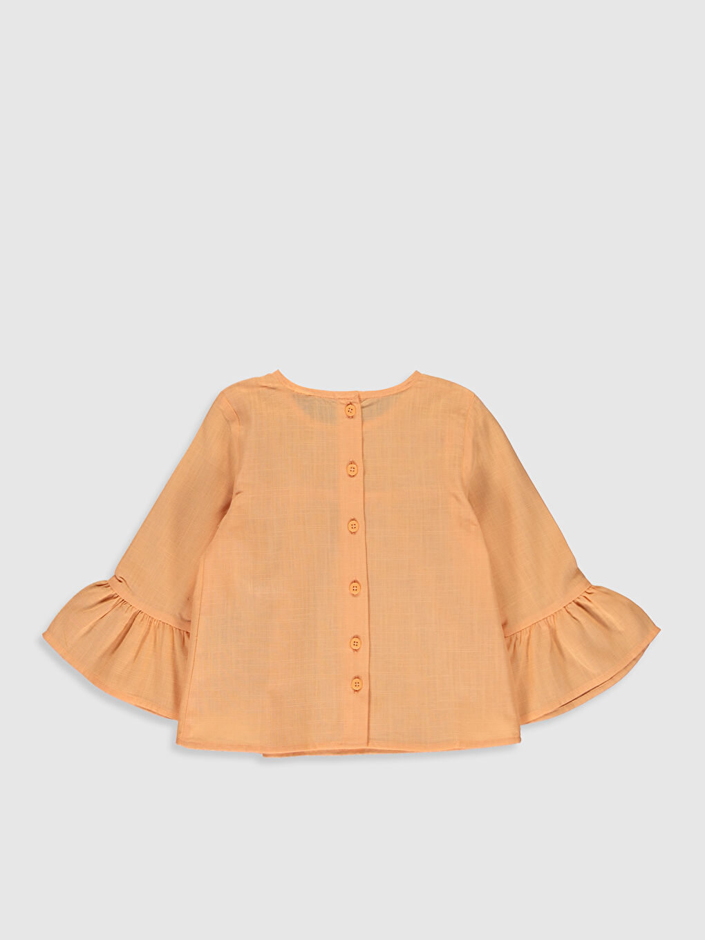 Turuncu Bisiklet Yaka Uzun Kollu Kız Bebek Bluz-1