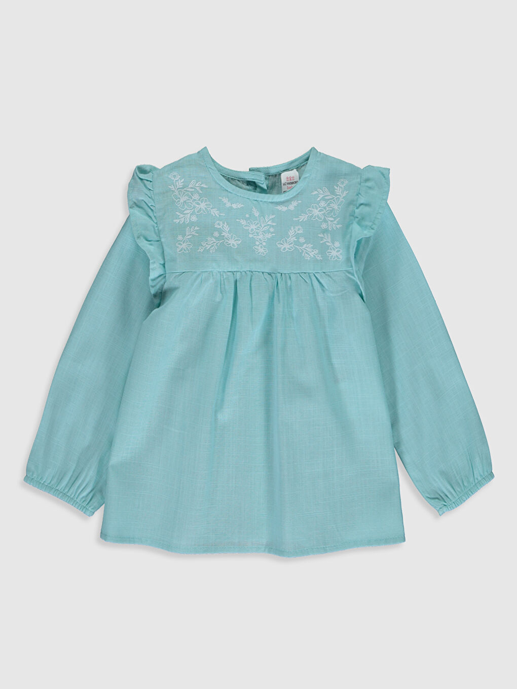 Turkuaz Bisiklet Yaka Uzun Kollu Kız Bebek Bluz