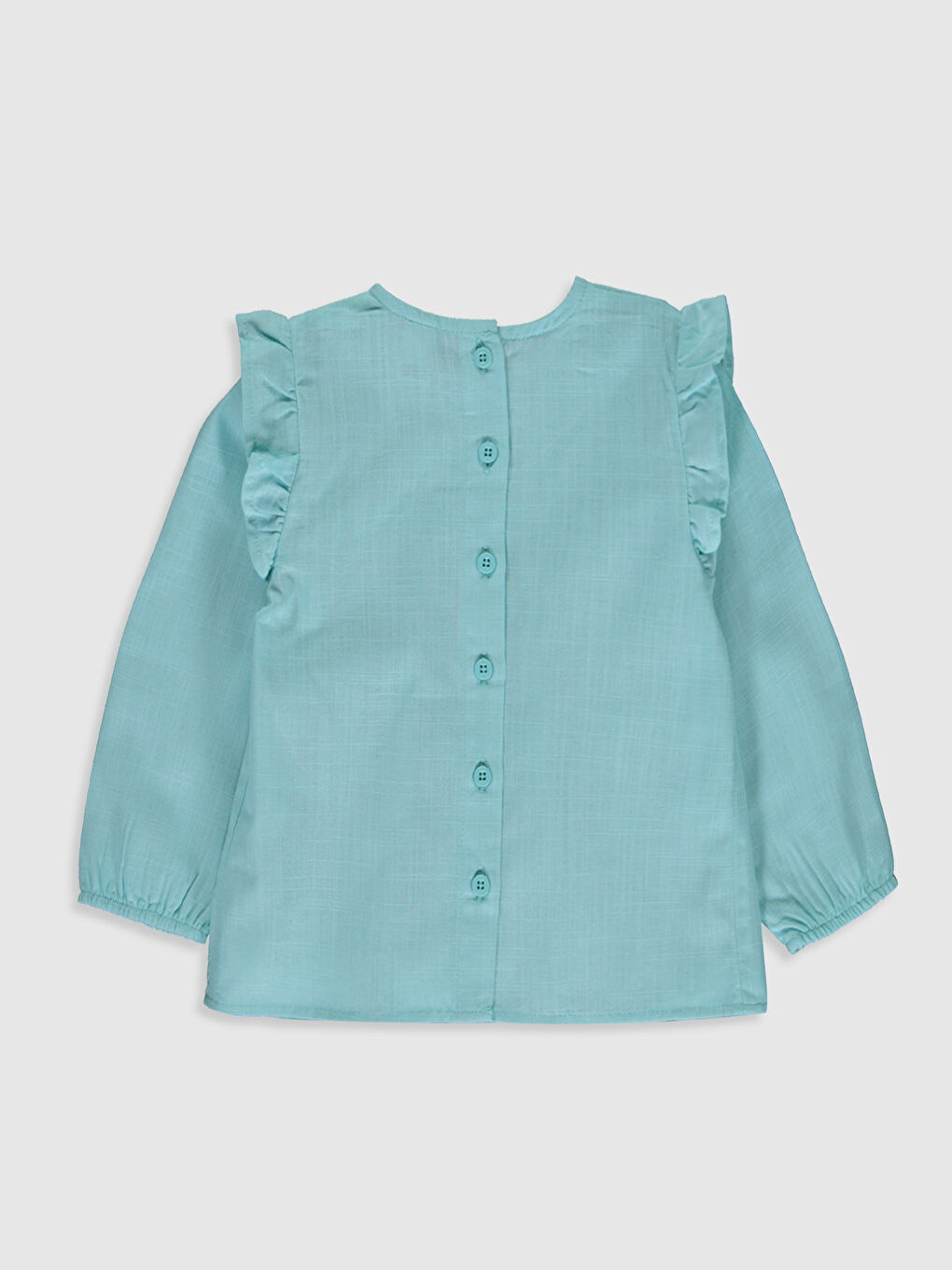 Turkuaz Bisiklet Yaka Uzun Kollu Kız Bebek Bluz-1