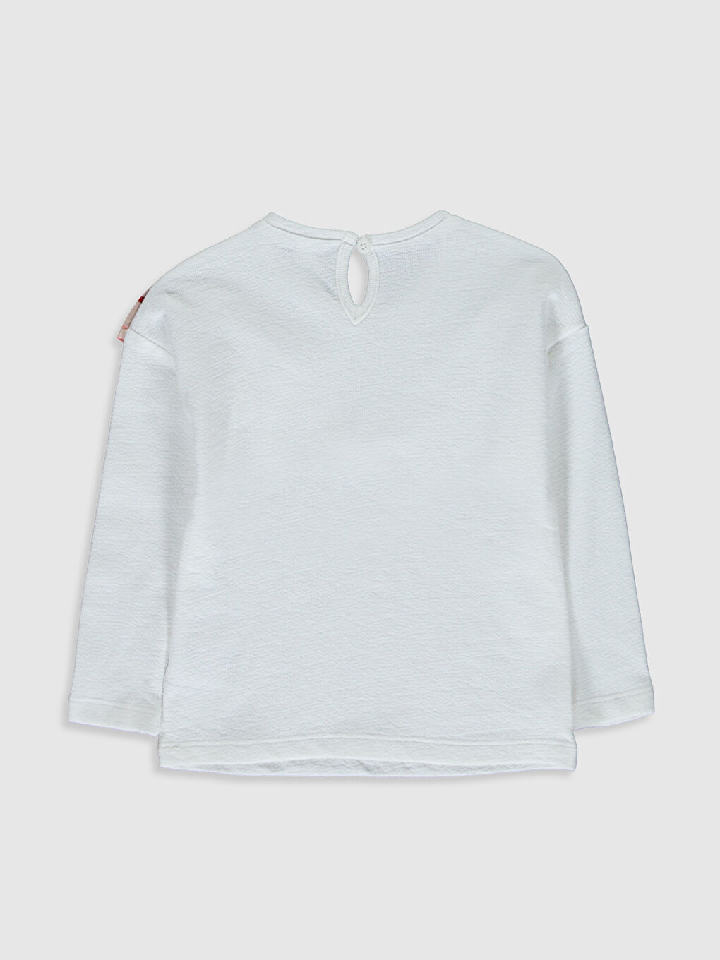 Ekru Bisiklet Yaka Uzun Kollu Kız Bebek Tişört-1