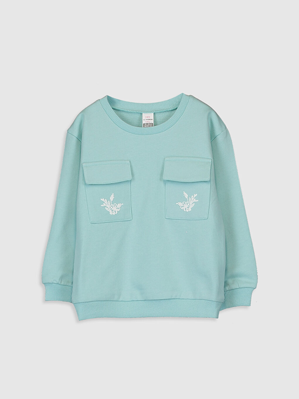 Turkuaz Bisiklet Yaka Uzun Kollu Kız Bebek Sweatshirt-1