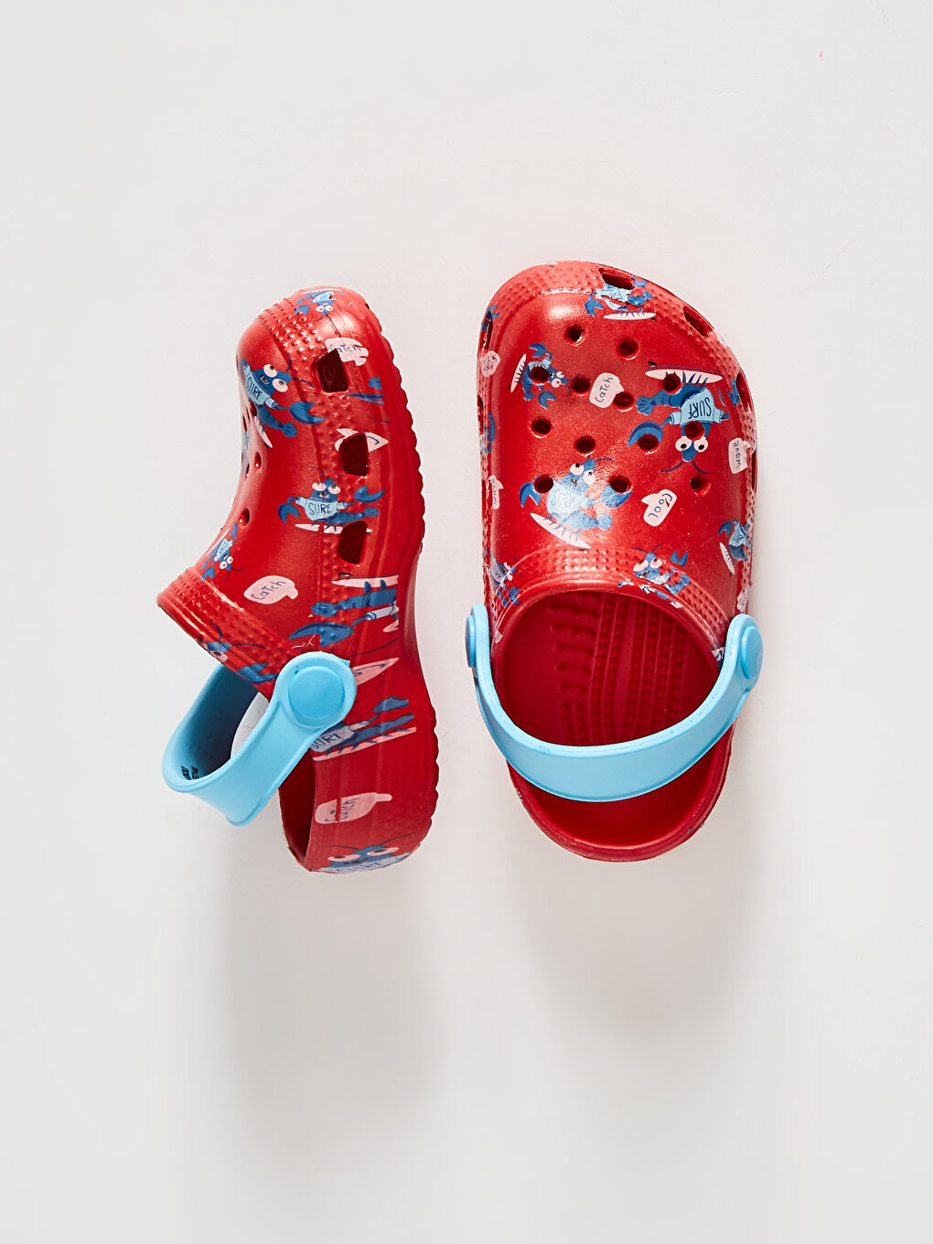 Kırmızı Erkek Bebek Baskılı Plaj Sandaleti-1