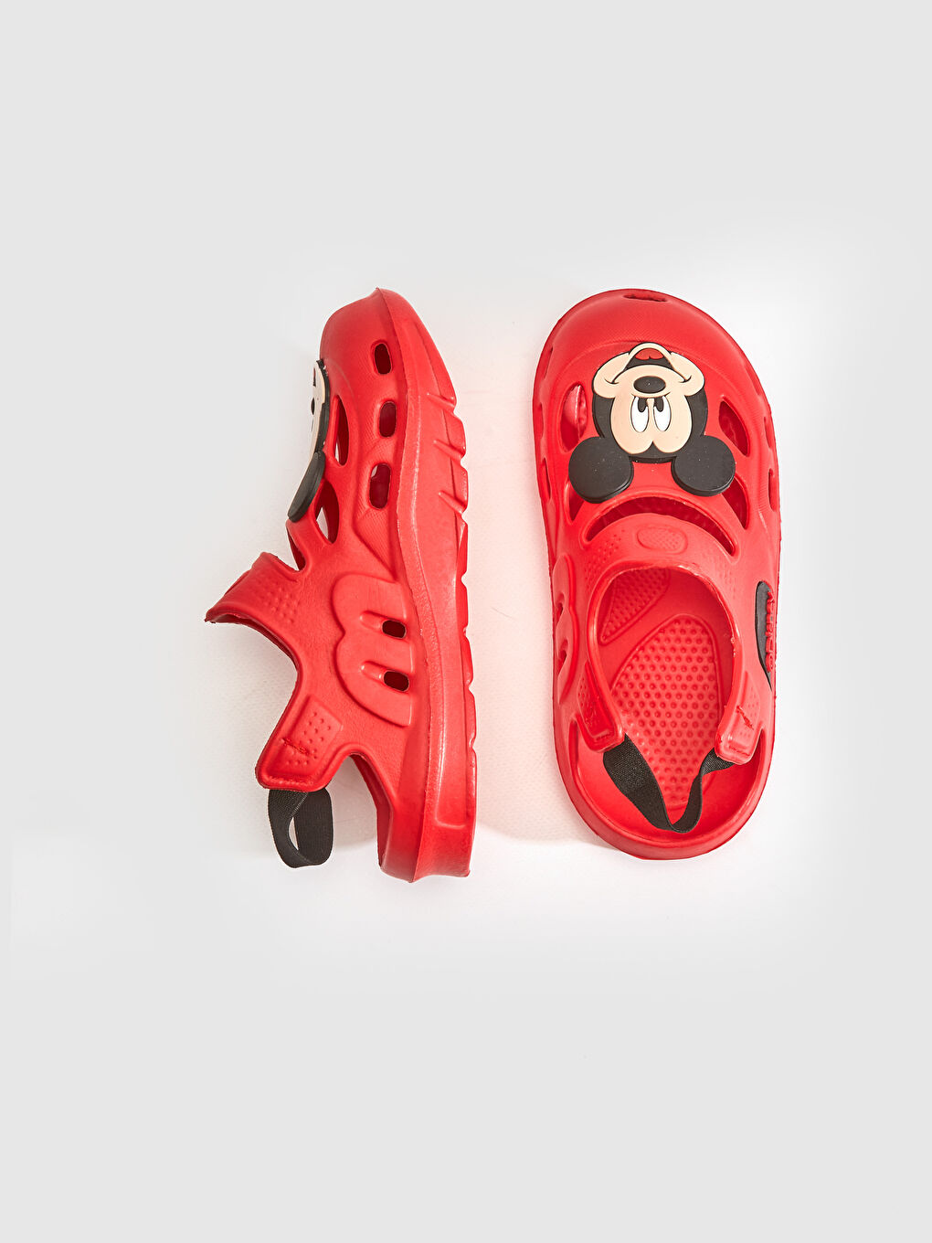 Kırmızı Erkek Bebek Mickey Mouse Lisanslı Patchli Plaj Sandaleti