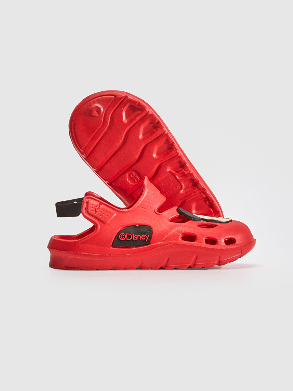 Kırmızı Erkek Bebek Mickey Mouse Lisanslı Patchli Plaj Sandaleti-2