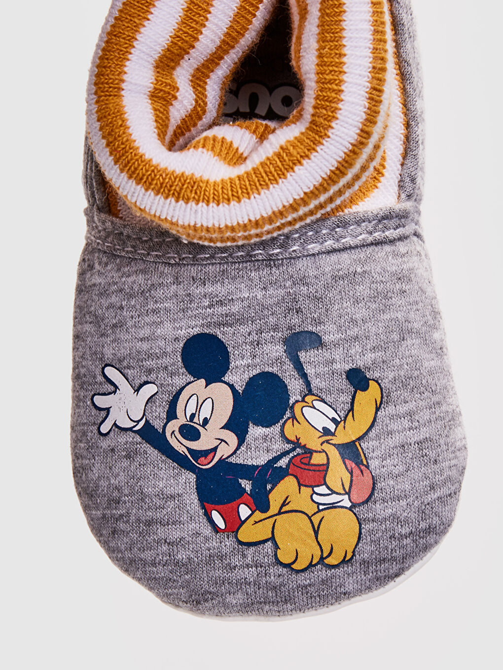 Gri Erkek Bebek Mickey Mouse Lisanslı Çoraplı Ev Ayakkabısı-4
