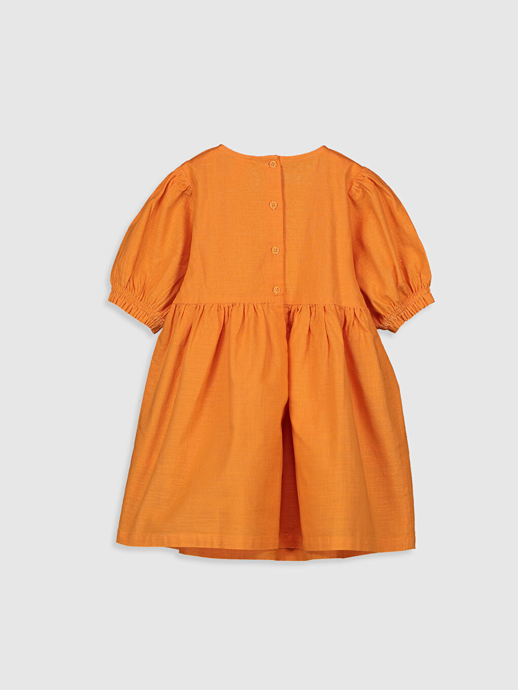 Turuncu Kısa Kollu Kız Bebek Elbise-1
