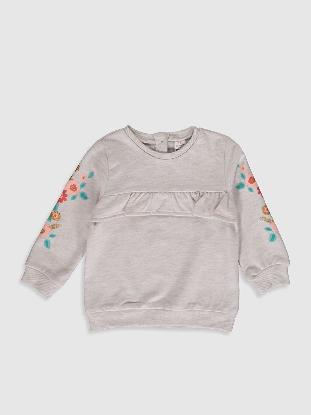 Bej Bisiklet Yaka Uzun Kollu Kız Bebek Sweatshirt