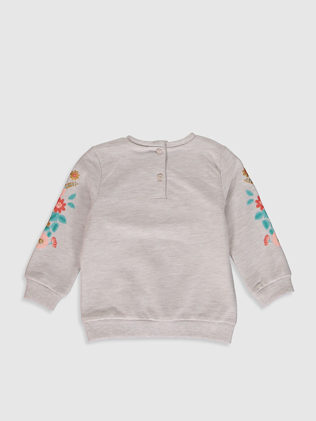 Bej Bisiklet Yaka Uzun Kollu Kız Bebek Sweatshirt-1