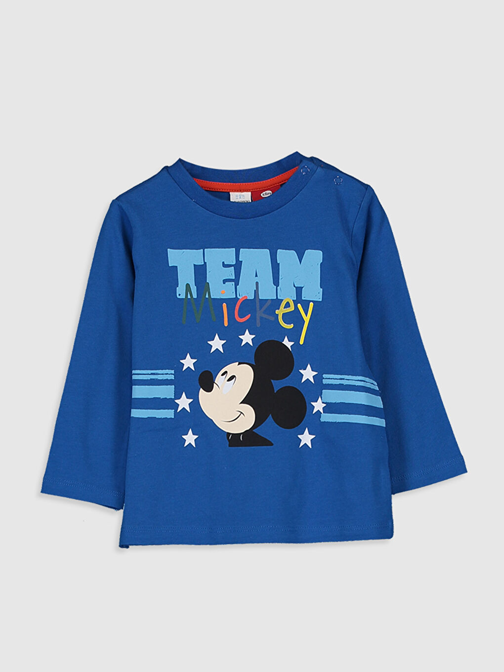 Mavi Bisiklet Yaka Uzun Kollu Erkek Bebek Tişört