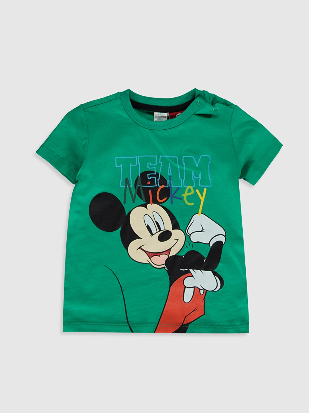 Yeşil Bisiklet Yaka Kısa Kollu Erkek Bebek Tişört