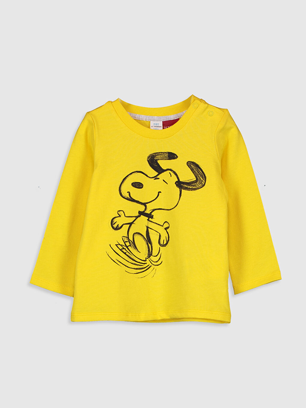 Sarı Bisiklet Yaka Uzun Kollu Erkek Bebek Tişört