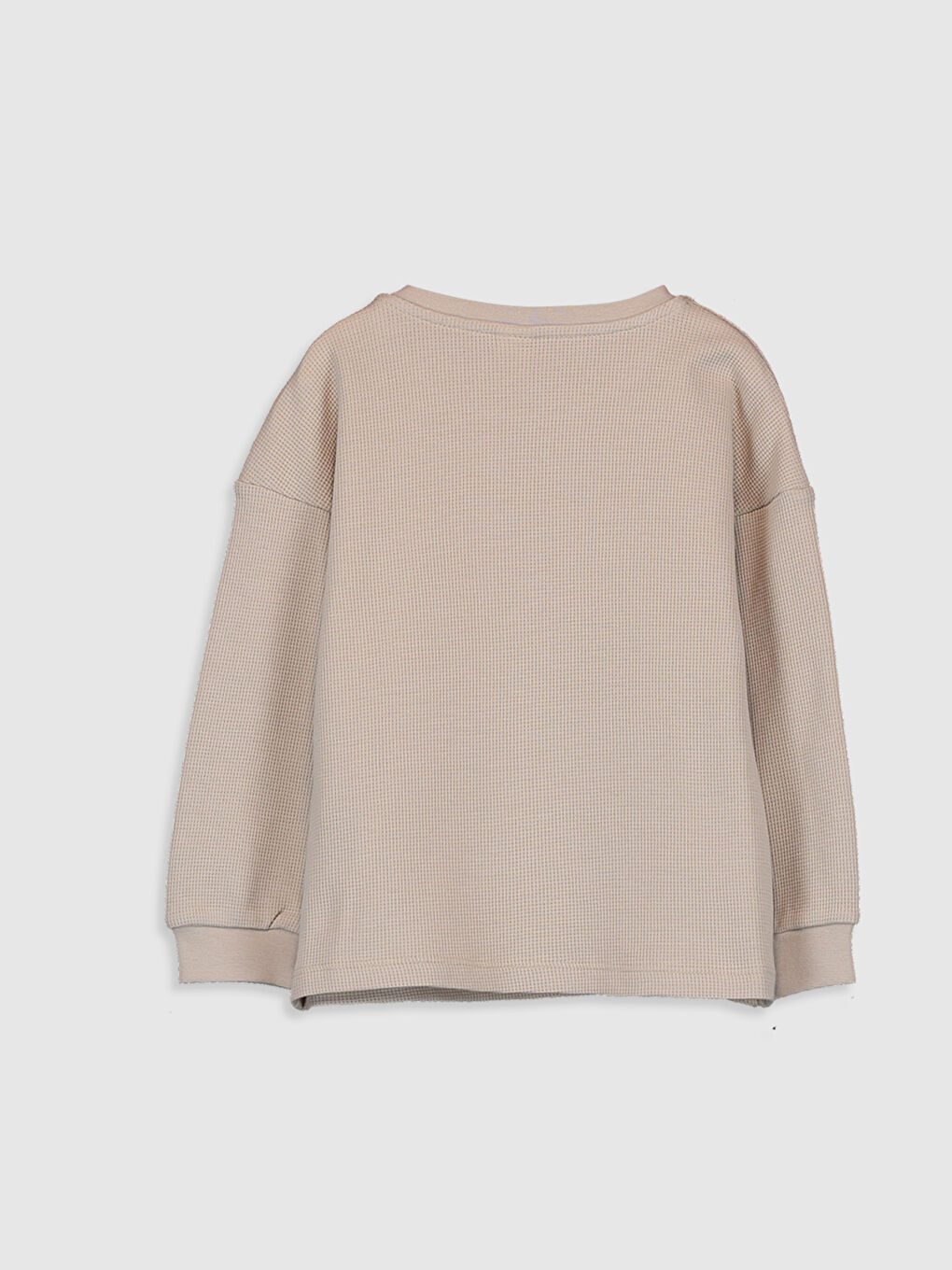 Bej Bisiklet Yaka Kısa Kollu Erkek Bebek Tişört-1