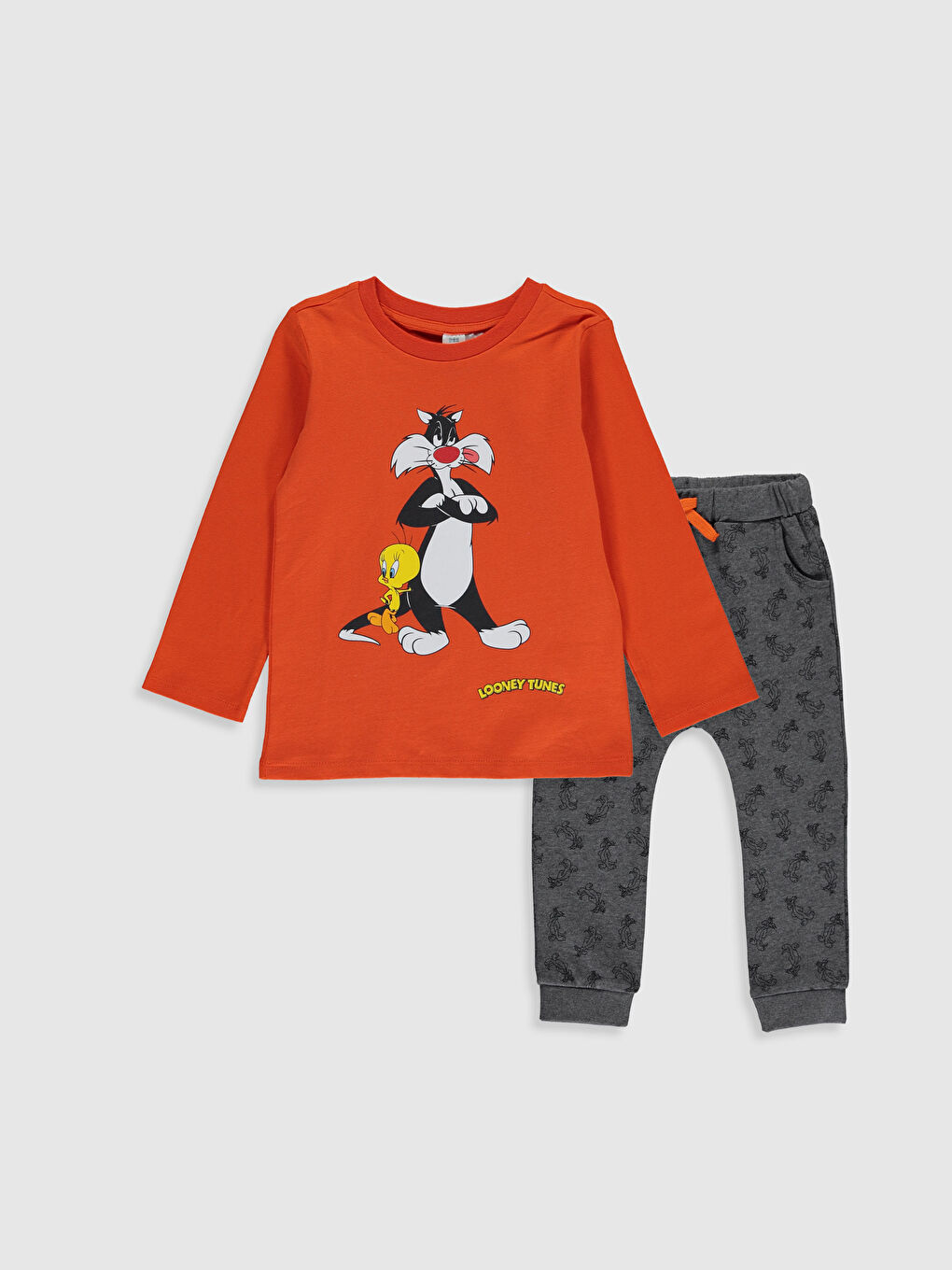Turuncu Uzun Kollu Looney Tunes Erkek Bebek Takım