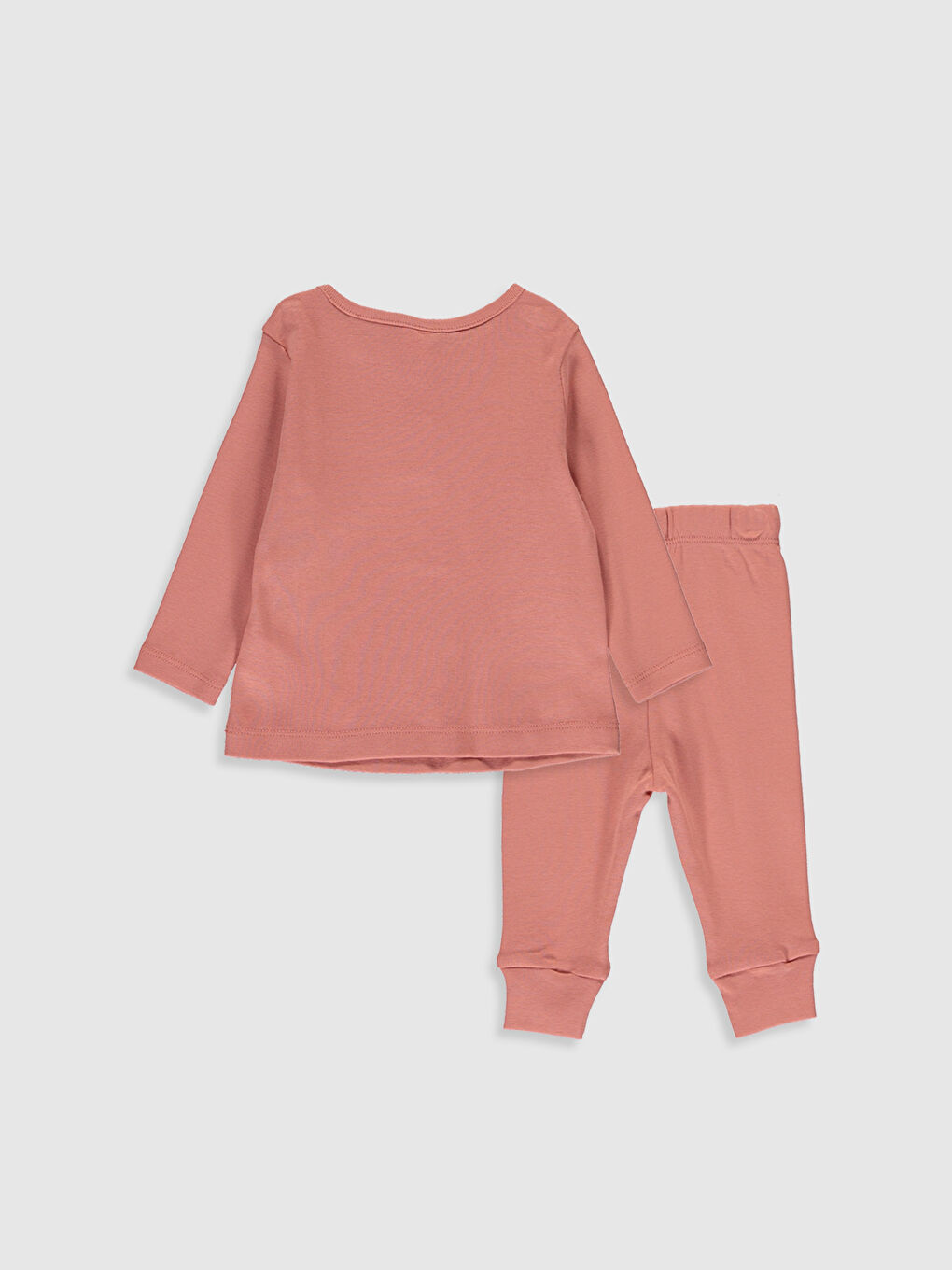 Mercan Bisiklet Yaka Uzun Kol Basic Kız Bebek Pijama Takımı-1