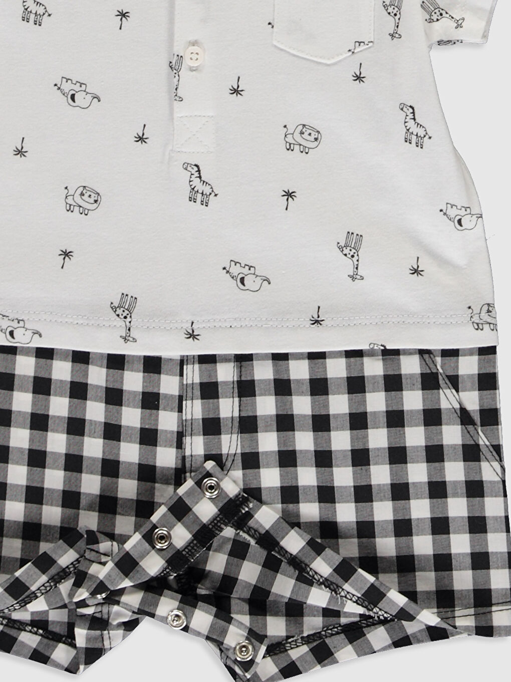 Beyaz Polo Yaka Kısa Kollu Erkek Bebek Tulum-3