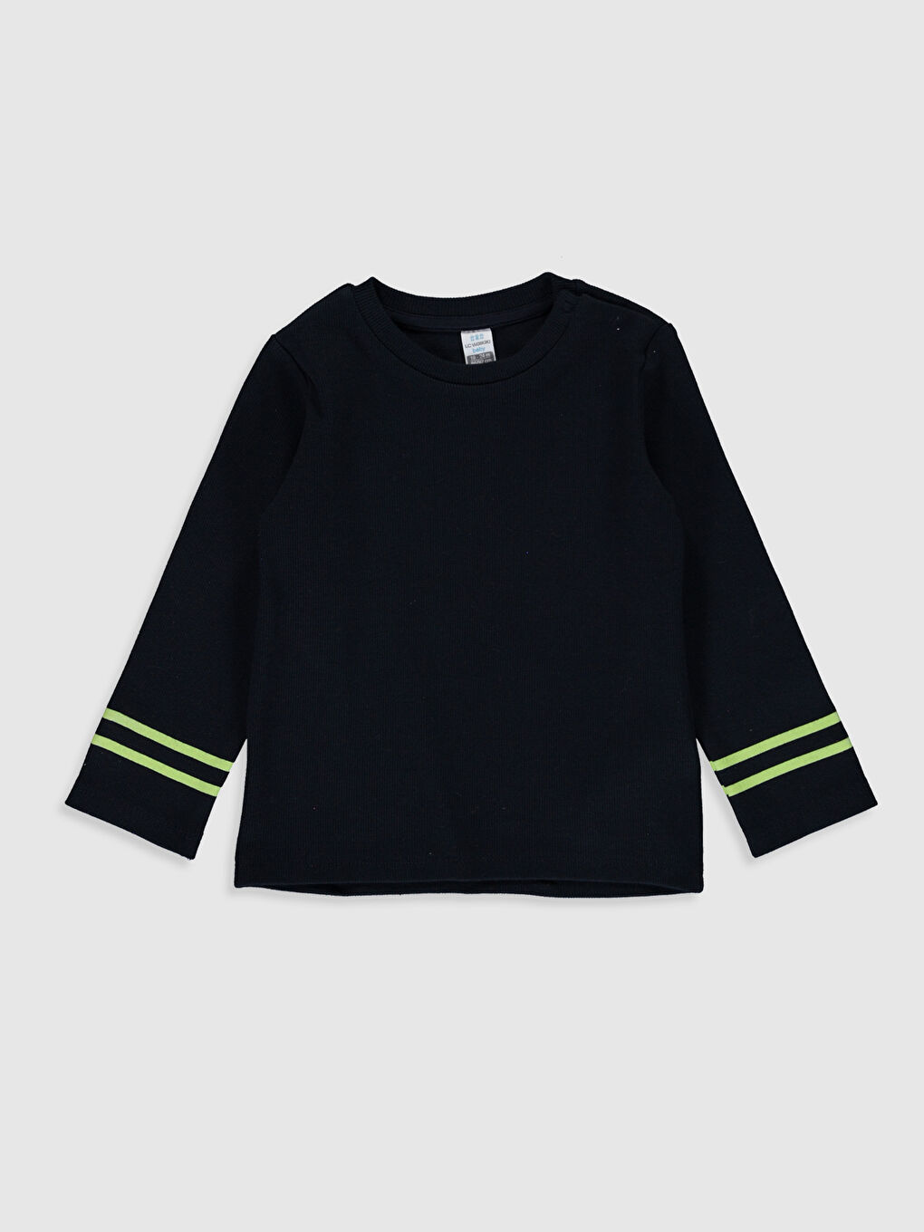 Lacivert Bisiklet Yaka Uzun Kollu Erkek Bebek Tişört