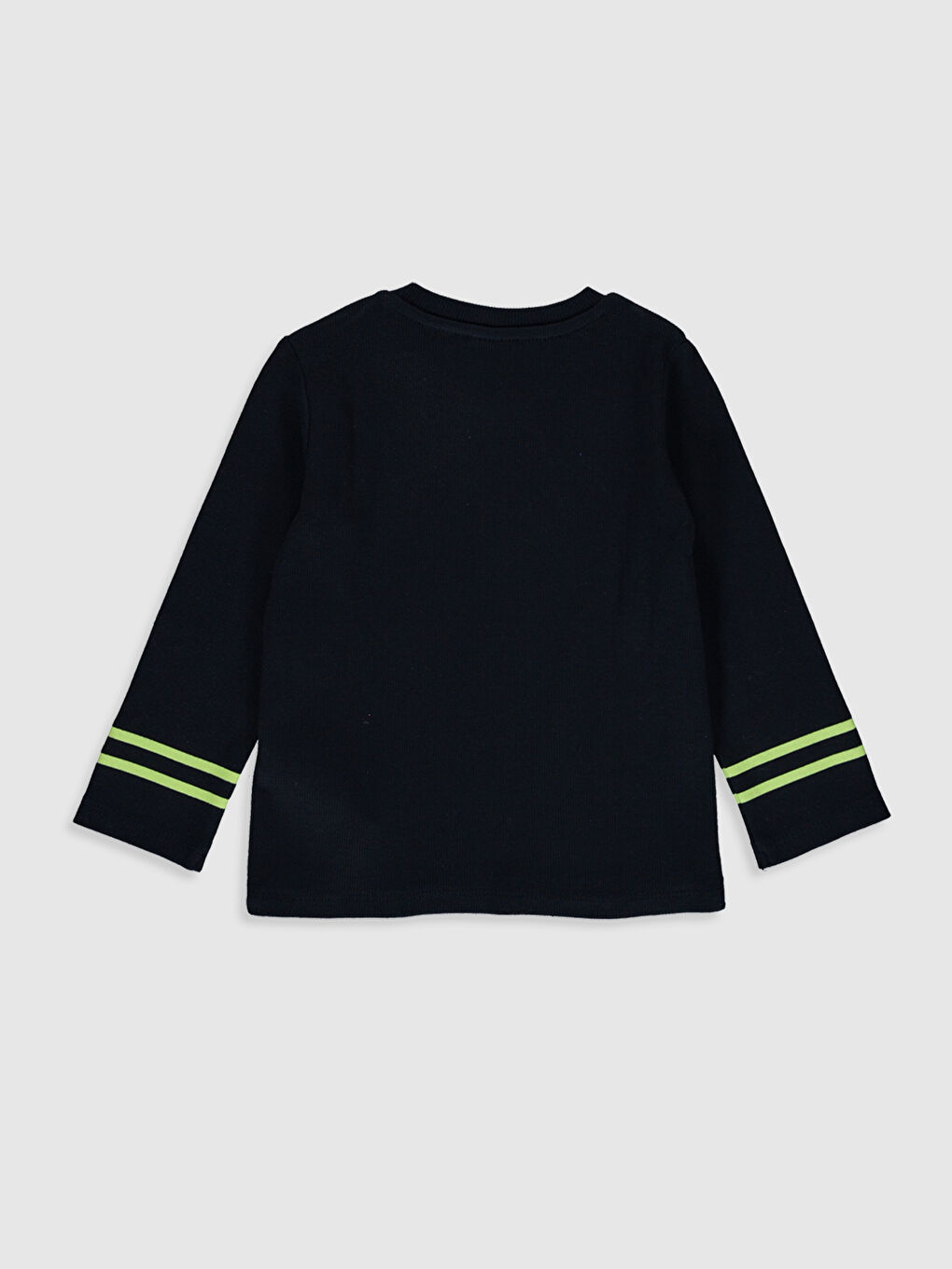 Lacivert Bisiklet Yaka Uzun Kollu Erkek Bebek Tişört-1