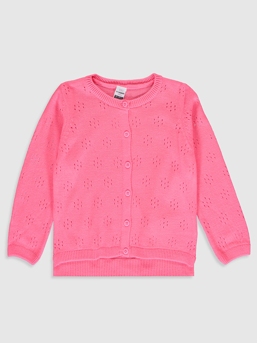 Pembe Uzun Kollu Kız Bebek Hırka