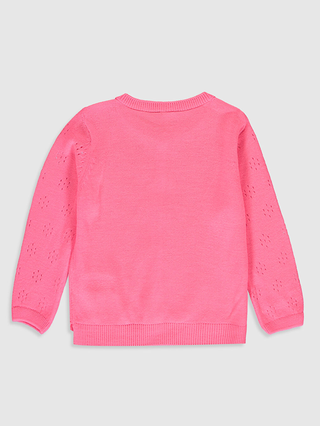 Pembe Uzun Kollu Kız Bebek Hırka-1