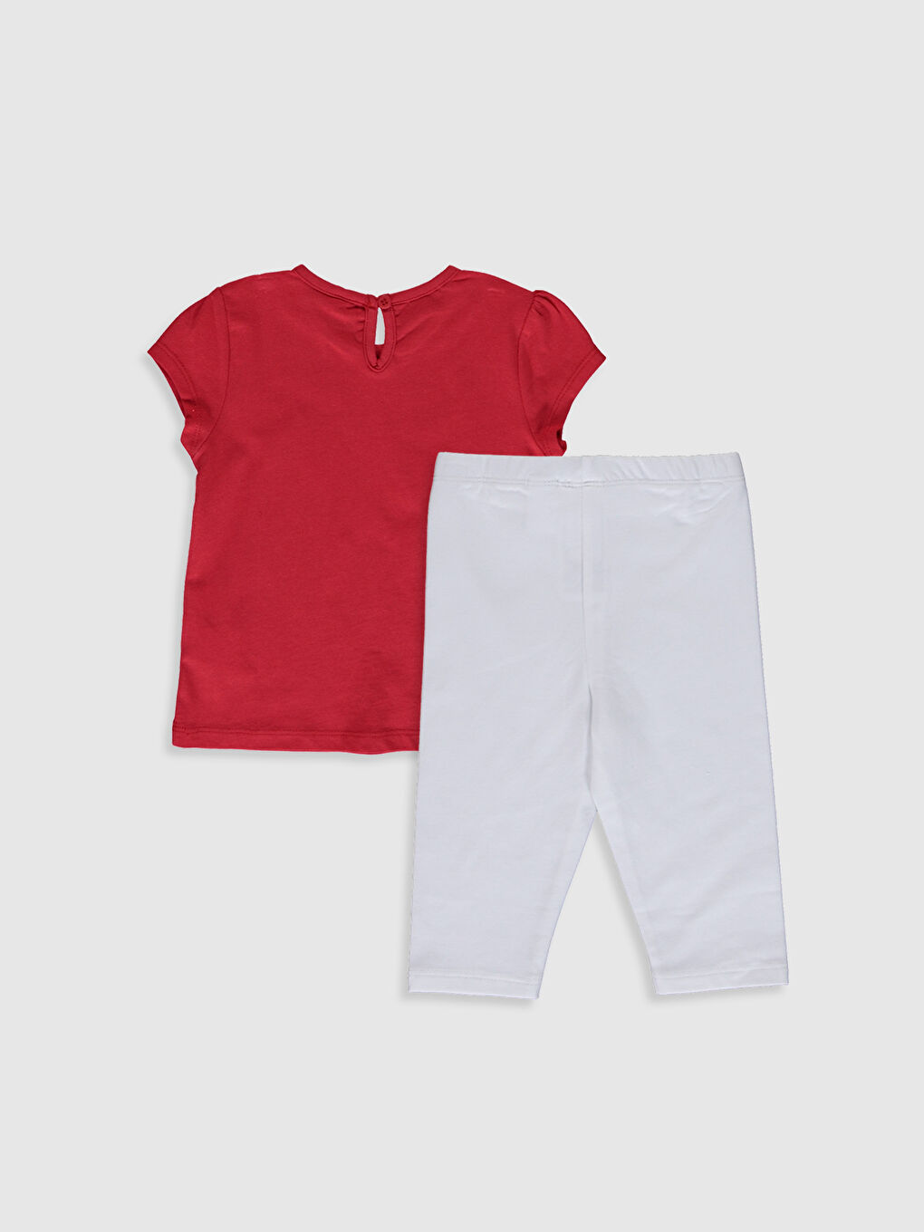 Kırmızı Kısa Kollu Kız Bebek Takım-1