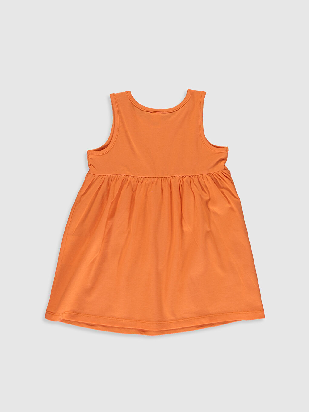Turuncu Kız Bebek Desenli Pamuklu Elbise-1