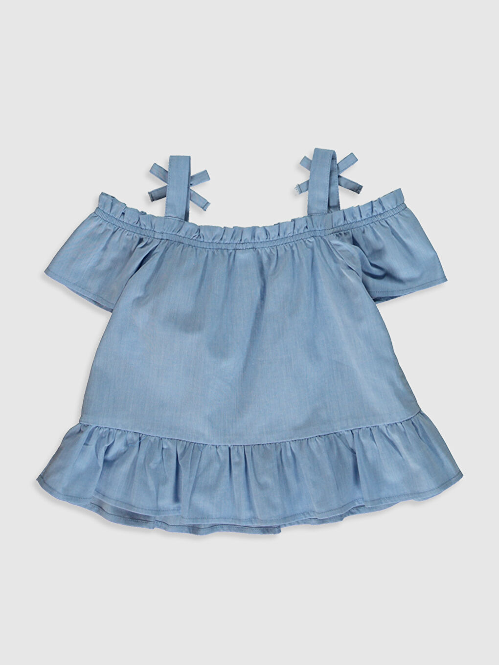 Mavi Bisiklet Yaka Kısa Kollu Kız Bebek Bluz-1