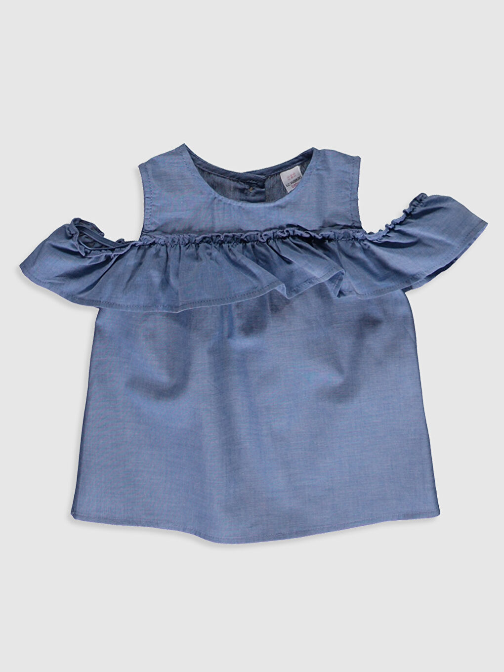 Mavi Bisiklet Yaka Kısa Kollu Kız Bebek Bluz