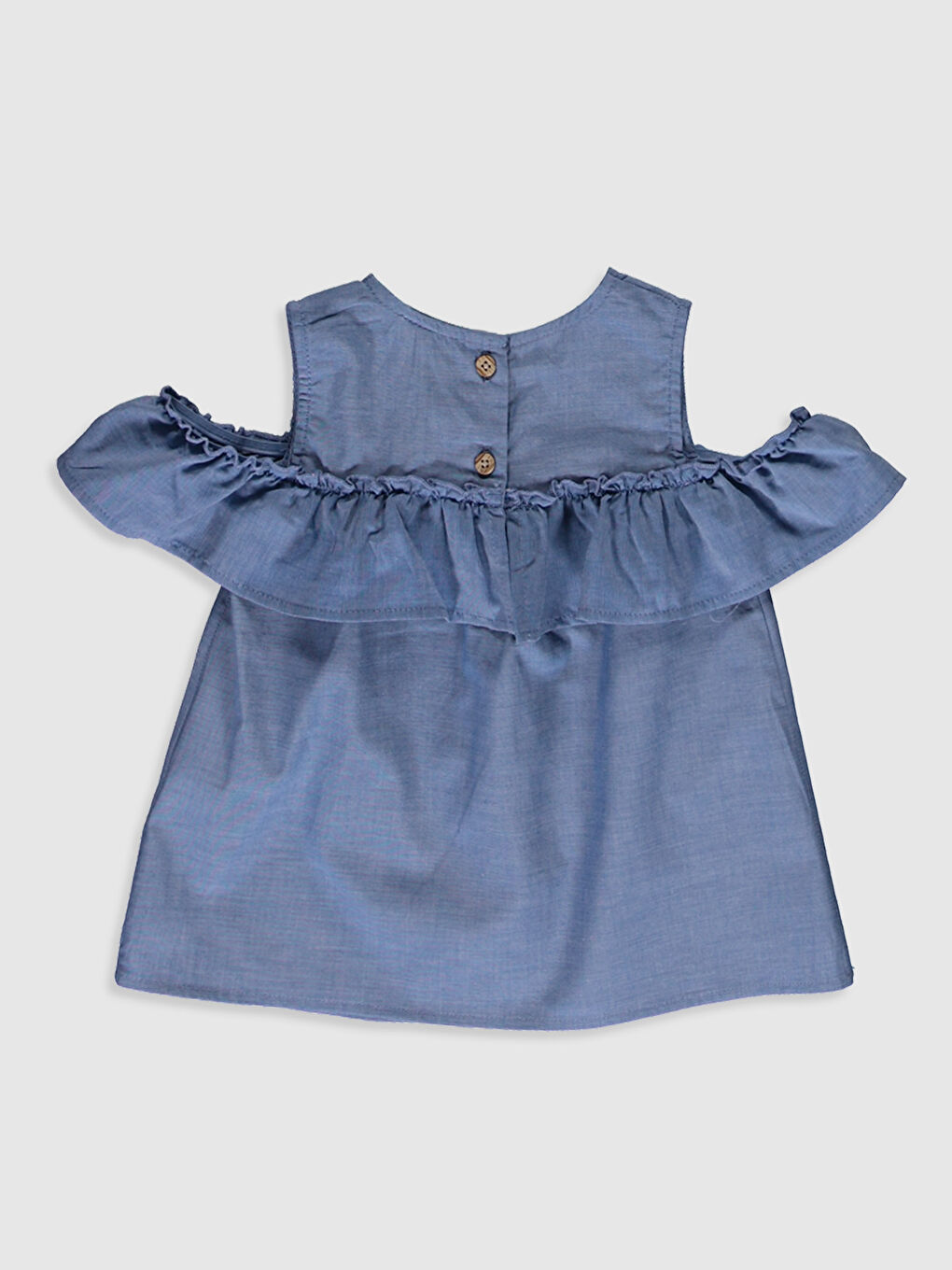 Mavi Bisiklet Yaka Kısa Kollu Kız Bebek Bluz-1