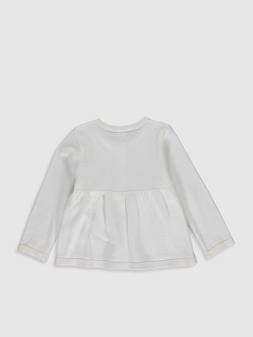 Ekru Bisiklet Yaka Uzun Kollu Kız Bebek Kazak-1