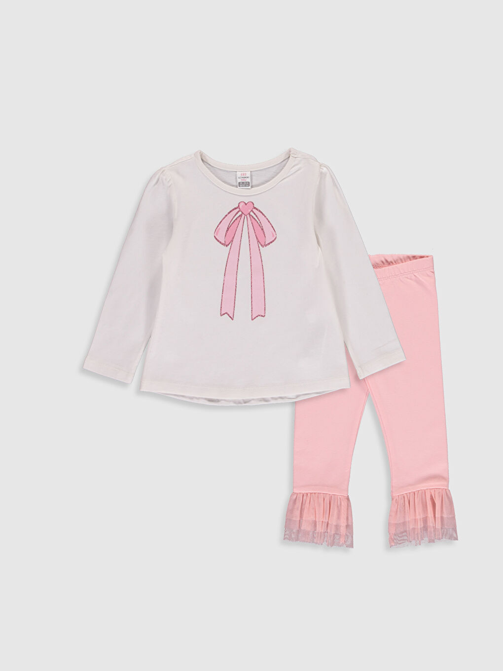 Ekru Bisiklet Yaka Uzun Kollu Kız Bebek Takım