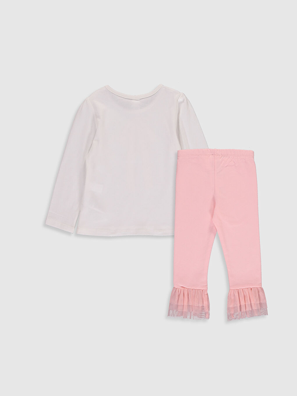 Ekru Bisiklet Yaka Uzun Kollu Kız Bebek Takım-1