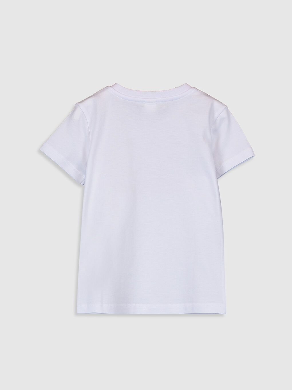 Beyaz Bisiklet Yaka Kısa Kollu Erkek Bebek Tişört-1