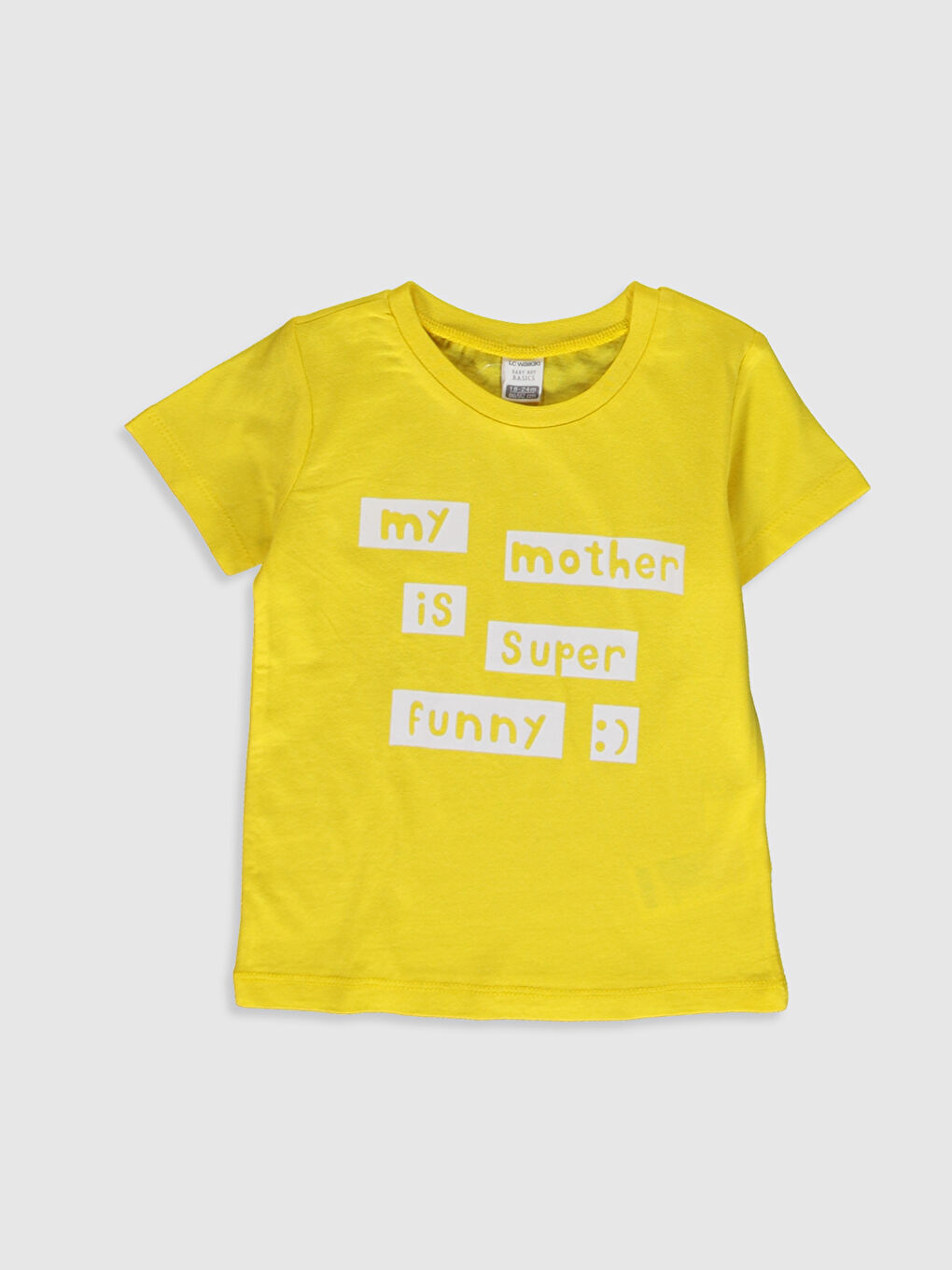 Sarı Bisiklet Yaka Kısa Kollu Erkek Bebek Tişört