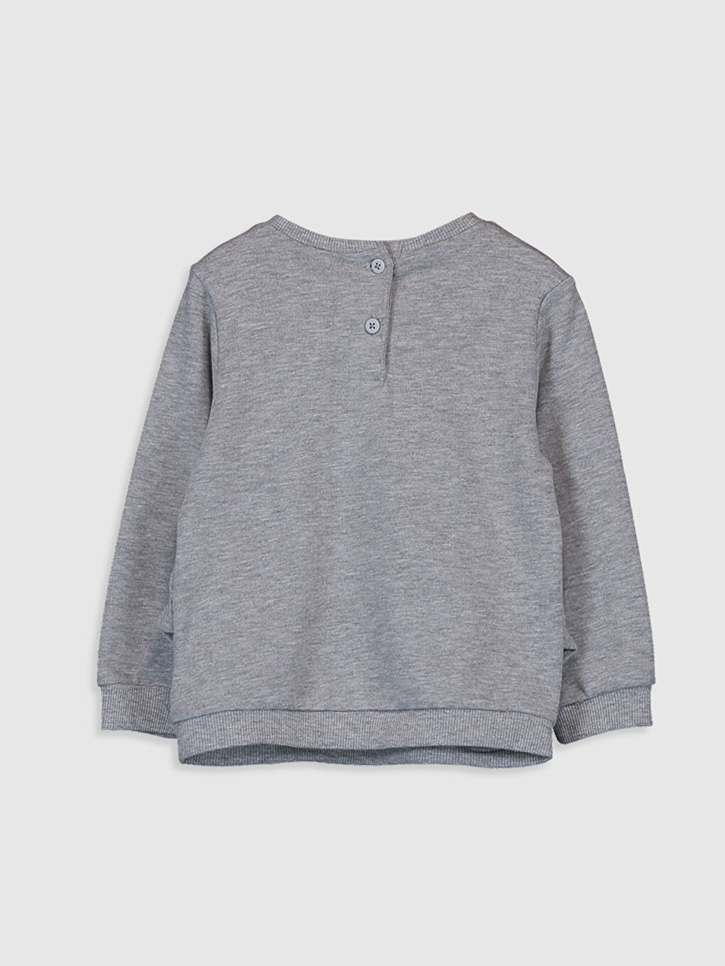 Gri Bisiklet Yaka Uzun Kollu Kız Bebek Sweatshirt-1